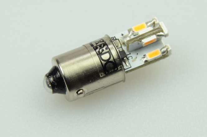 BA9S LED-Bajonettsockellampe 70 Lm. 12V DC kaltweiss 0,6W kleine Bauform DC-kompatibel 