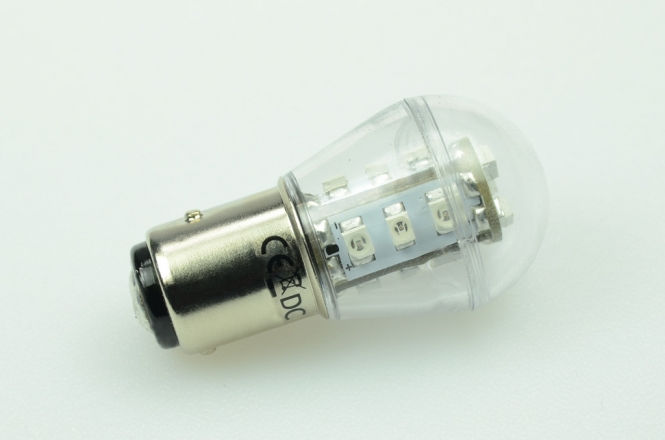BA15S LED-Miniglobe 27 Lm. 12V AC/DC Rot 0,7W Signallampe DC-kompatibel 
